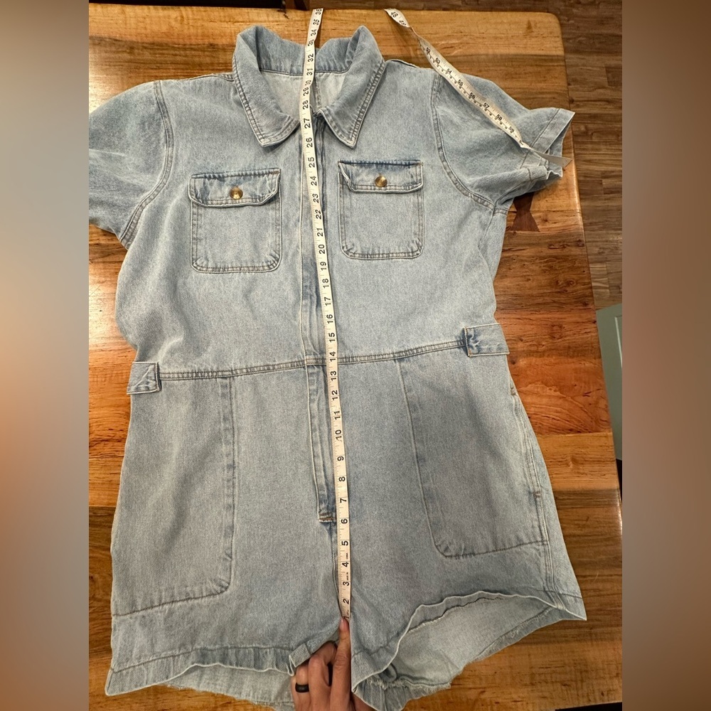 Euc Light Blue Denim Romper short sleeves - Picture 6 of 10